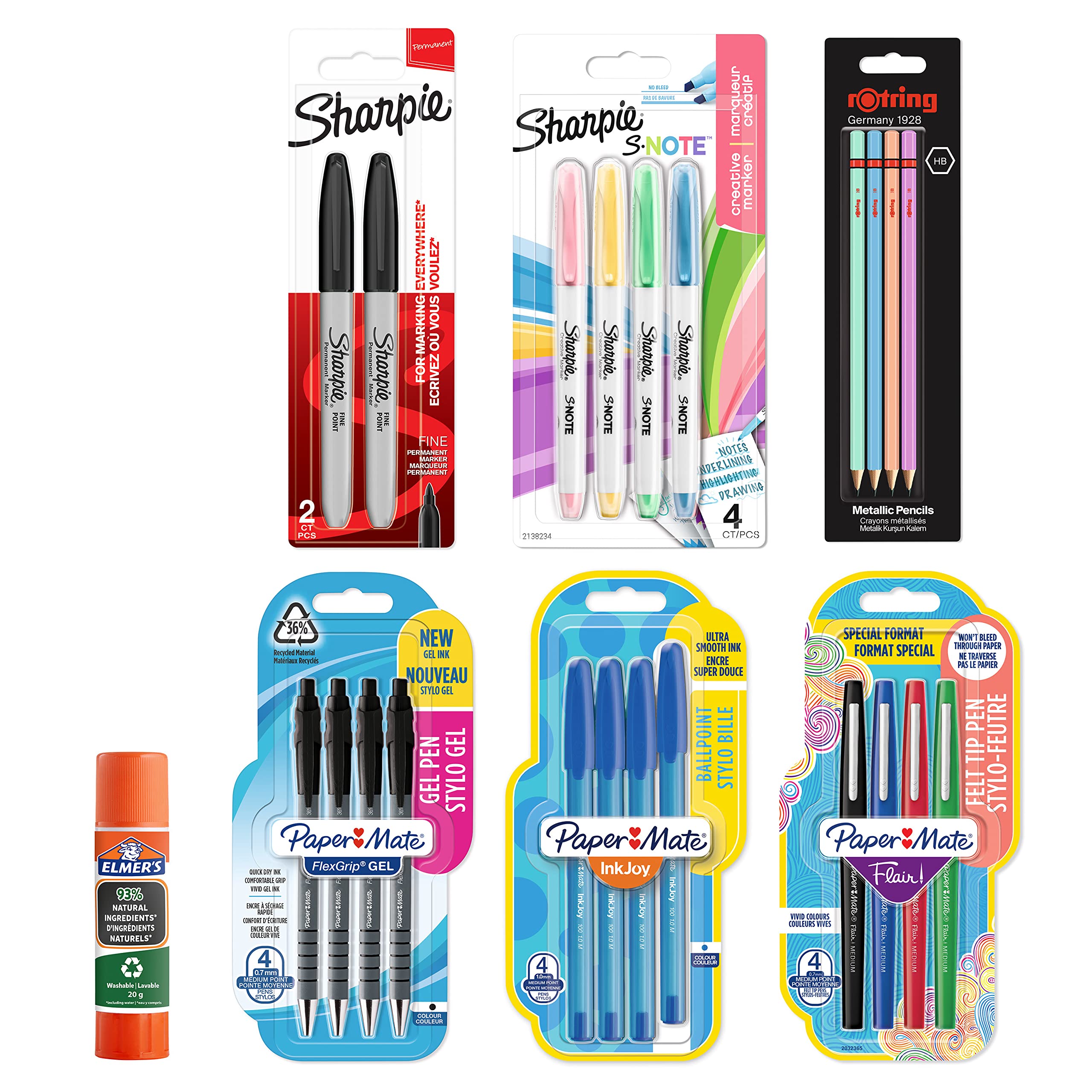 paper-mate-sharpie-otring-schreibwaren-set-23-teilig-mit-kugelschreiber-gel-mark image 1