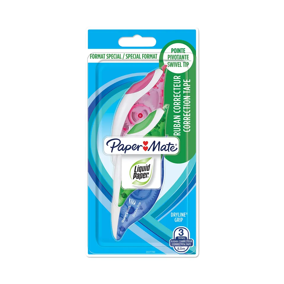 paper-mate-liquid-paper-dryline-grip-korrekturband-gemischte-farben-3-st-ck image 1