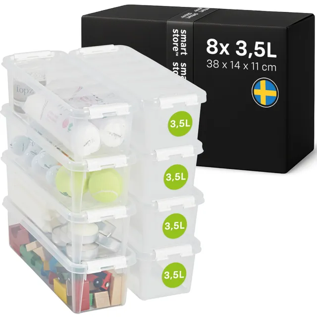 smartstore-classic-aufbewahrungsbox-mit-deckel-3-5-l-8er-set-38x14x11-cm image 1
