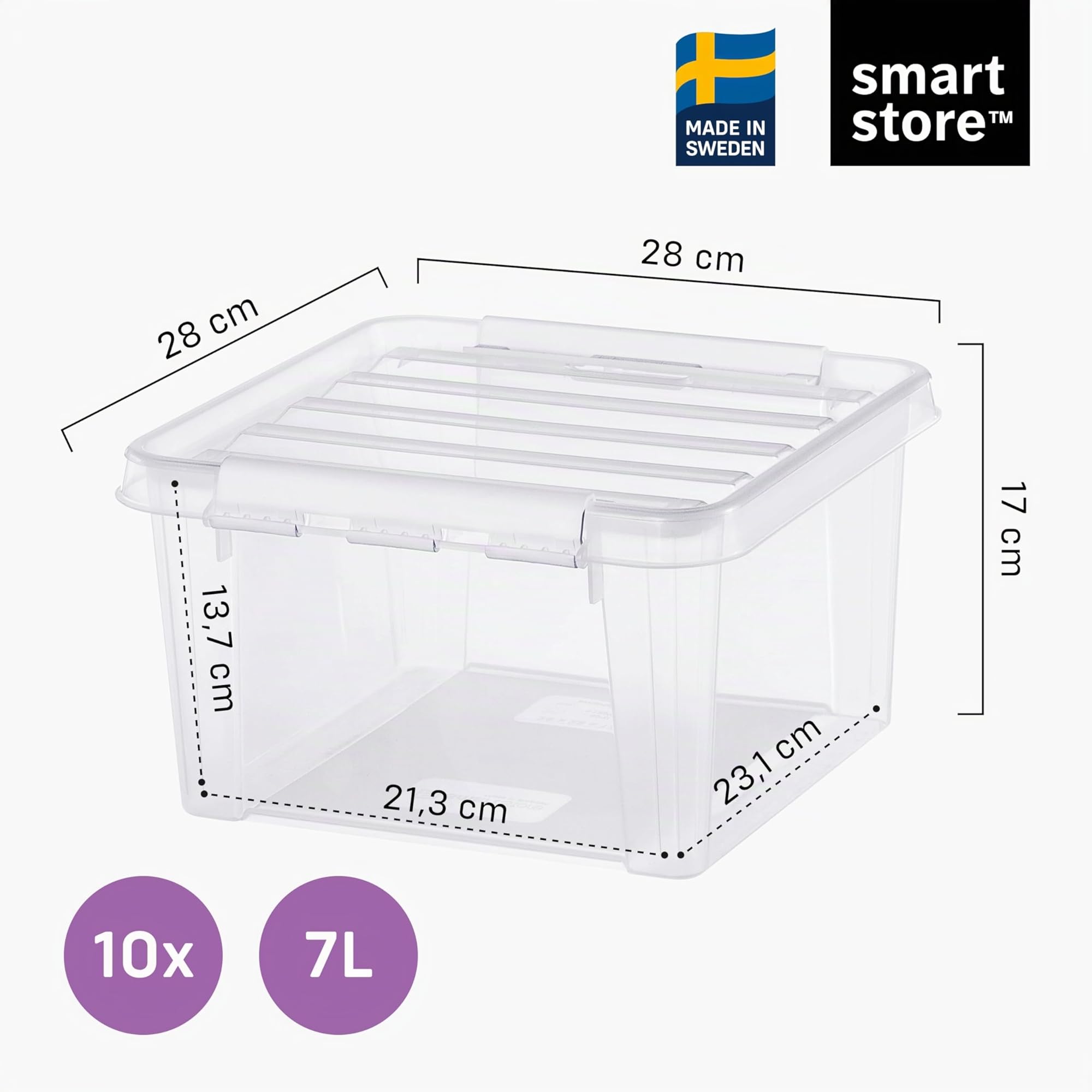 smartstore-classic-aufbewahrungsbox-mit-deckel-7l-10er-set-28x28x17-cm image 2