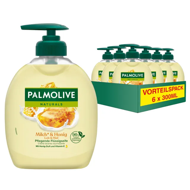 palmolive-naturals-honig-milch-fl-ssigseife-6x-300-ml image 1