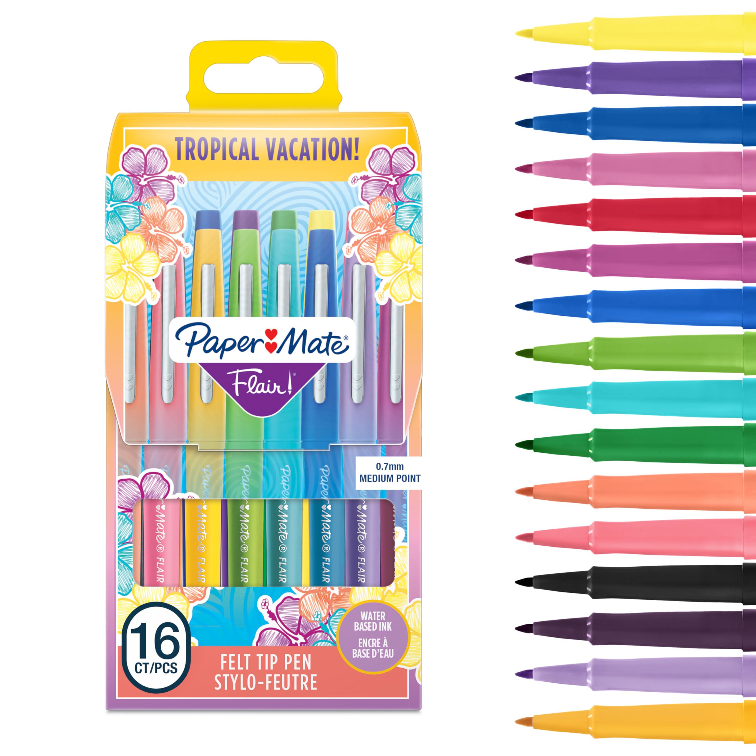 paper-mate-flair-filzstifte-tropical-16er-set-0-7-mm-mittlere-spitze image 1