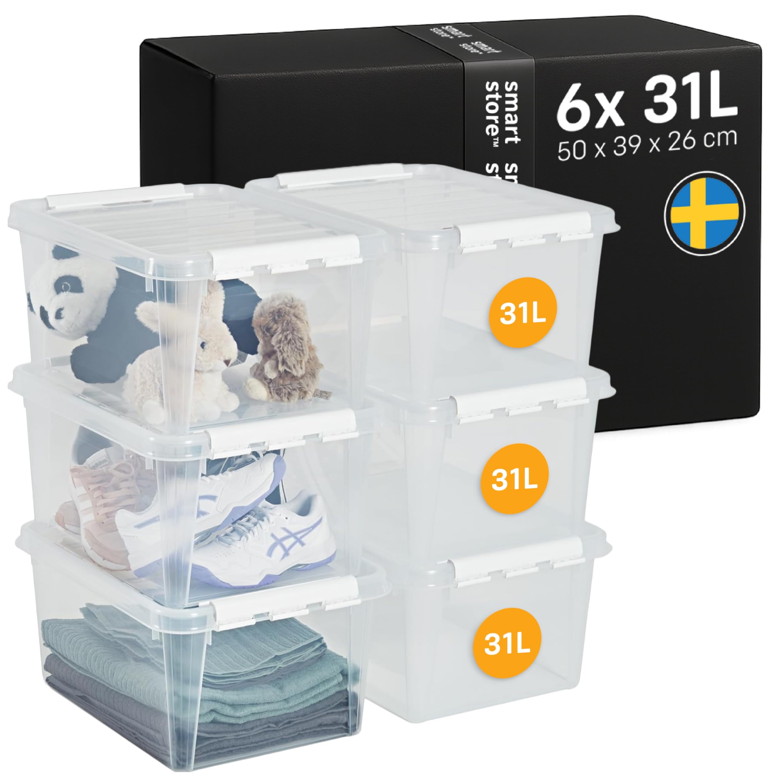 smartstore-classic-31l-aufbewahrungsbox-mit-deckel-6er-set-transparent-50-x-39-x image 1
