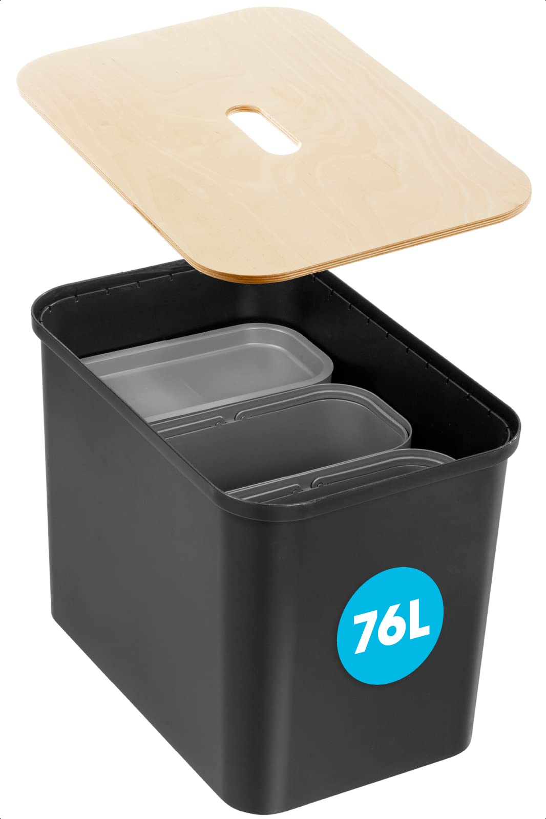 smartstore-collect-recycling-m-lleimer-76-l-mit-holzdeckel-und-3x13-l-eins-tzen image 7