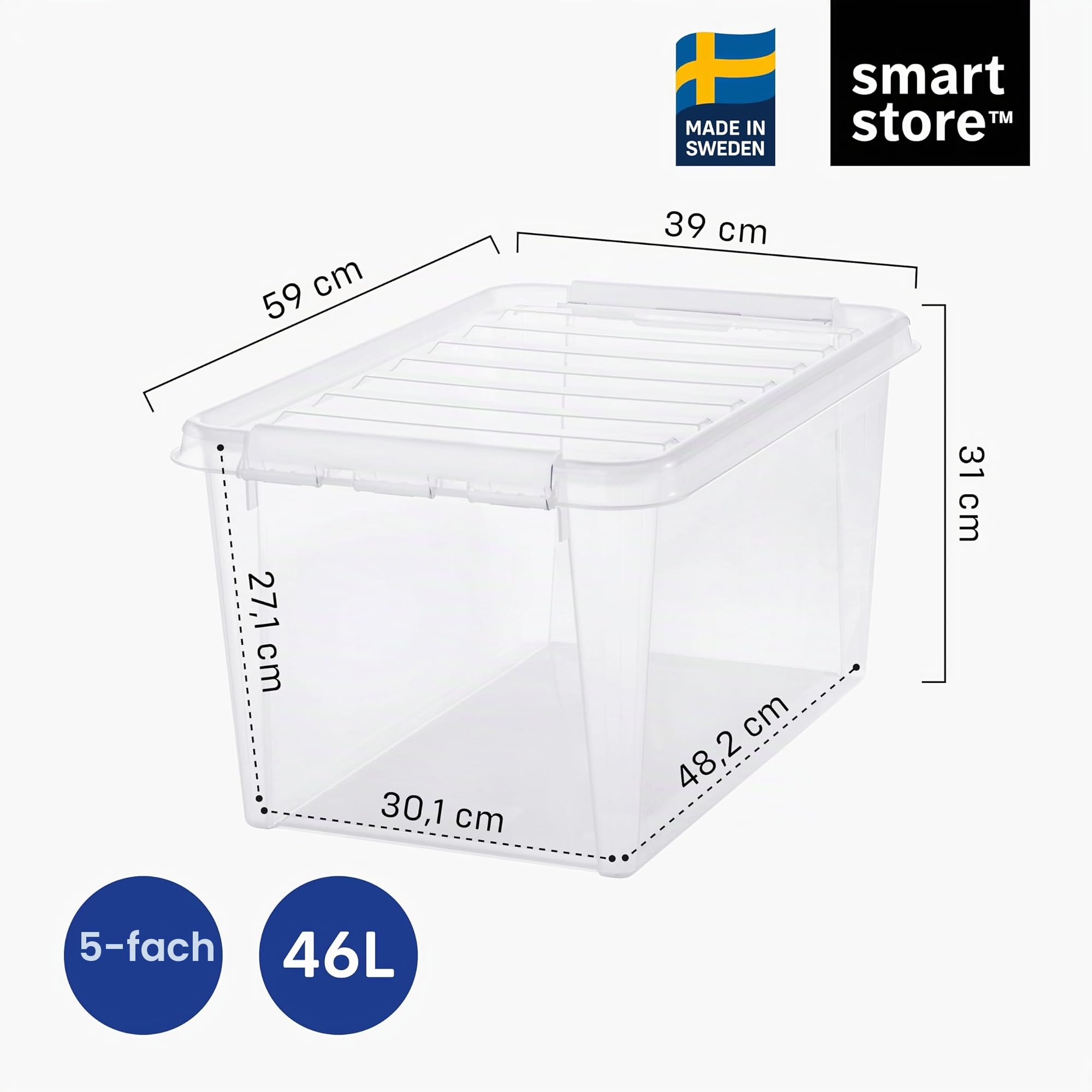 smartstore-classic-aufbewahrungsbox-46l-transparent-5er-set-mit-deckel image 2
