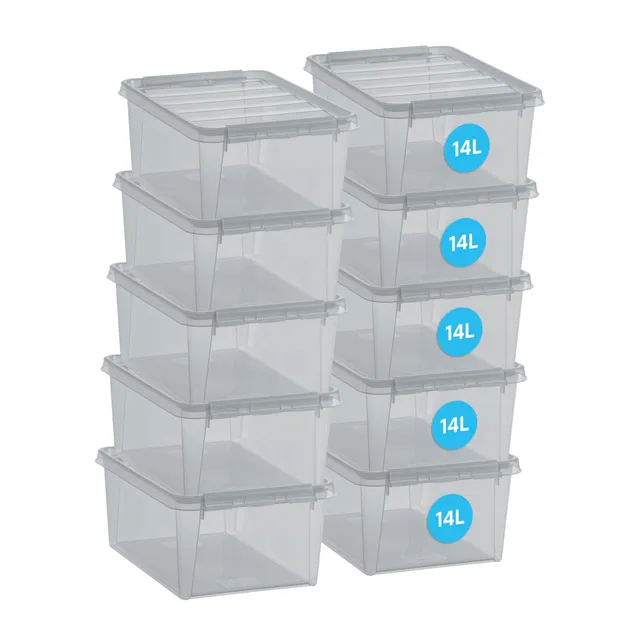 smartstore-colour-14-l-aufbewahrungsbox-mit-deckel-10-teilig-grau image 1