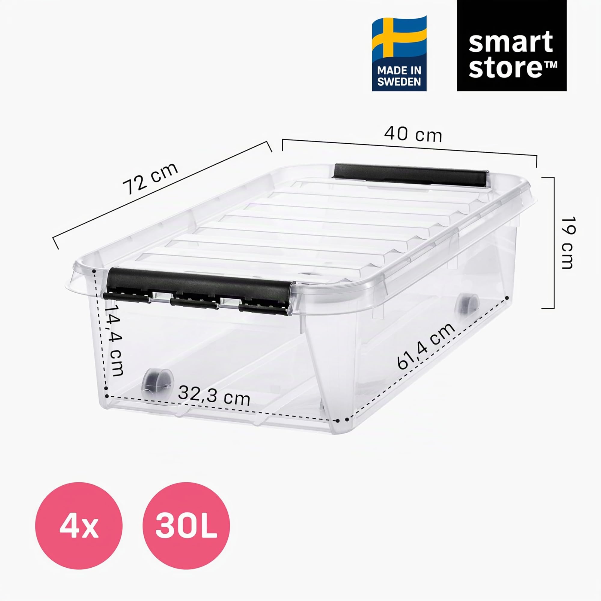 smartstore-classic-aufbewahrungsbox-30l-4er-set-mit-rollen-und-deckel-transparen image 2