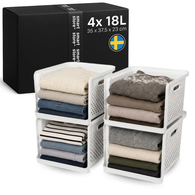 smartstore-essence-stack-kleiderschrank-organizer-18l-4er-set-off-white image 1