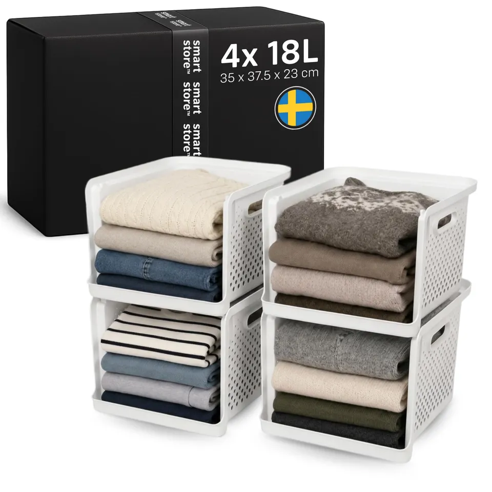 smartstore-essence-stack-kleiderschrank-organizer-18l-4er-set-off-white image 1