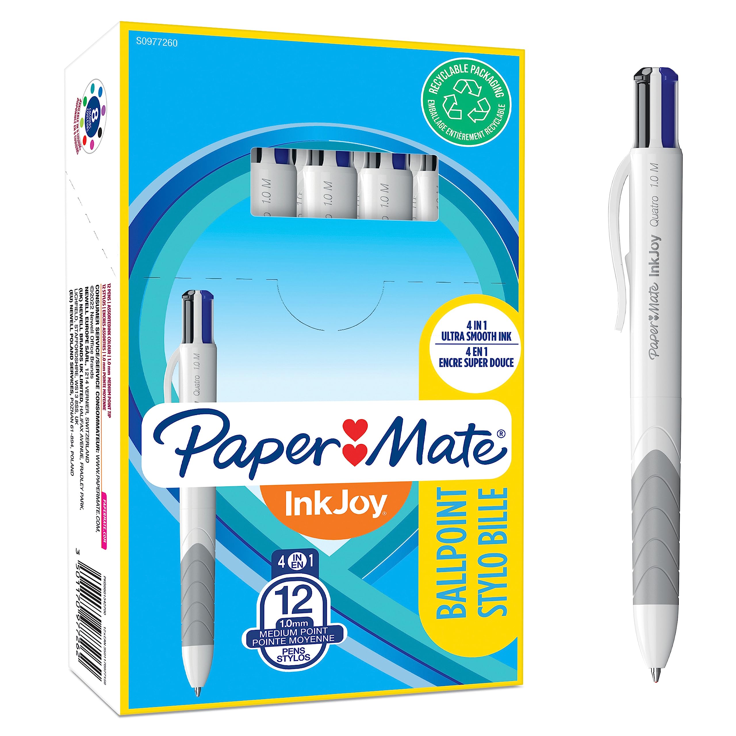 papermate-inkjoy-quatro-retractable-kugelschreiber-1-0-mm-4-farben-12er-box image 1