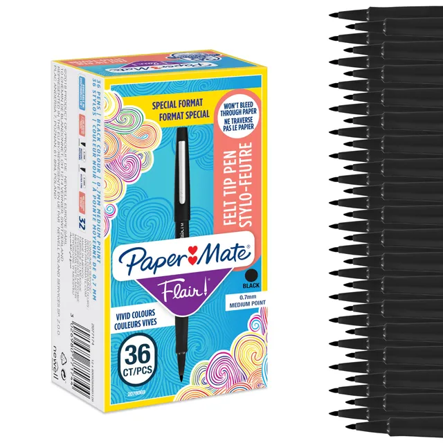 paper-mate-flair-filzstifte-0-7-mm-schwarz-36-st-ck image 1