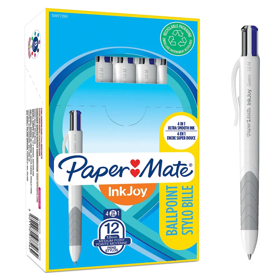 papermate-inkjoy-quatro-retractable-kugelschreiber-1-0-mm-4-farben-12er-box image 1