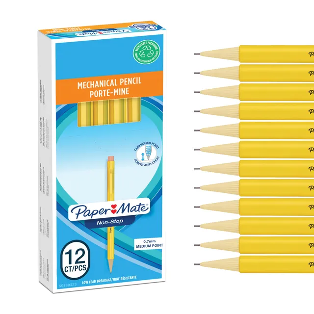 paper-mate-non-stop-druckbleistift-0-7-mm-hb-gelb-12-st-ck image 1