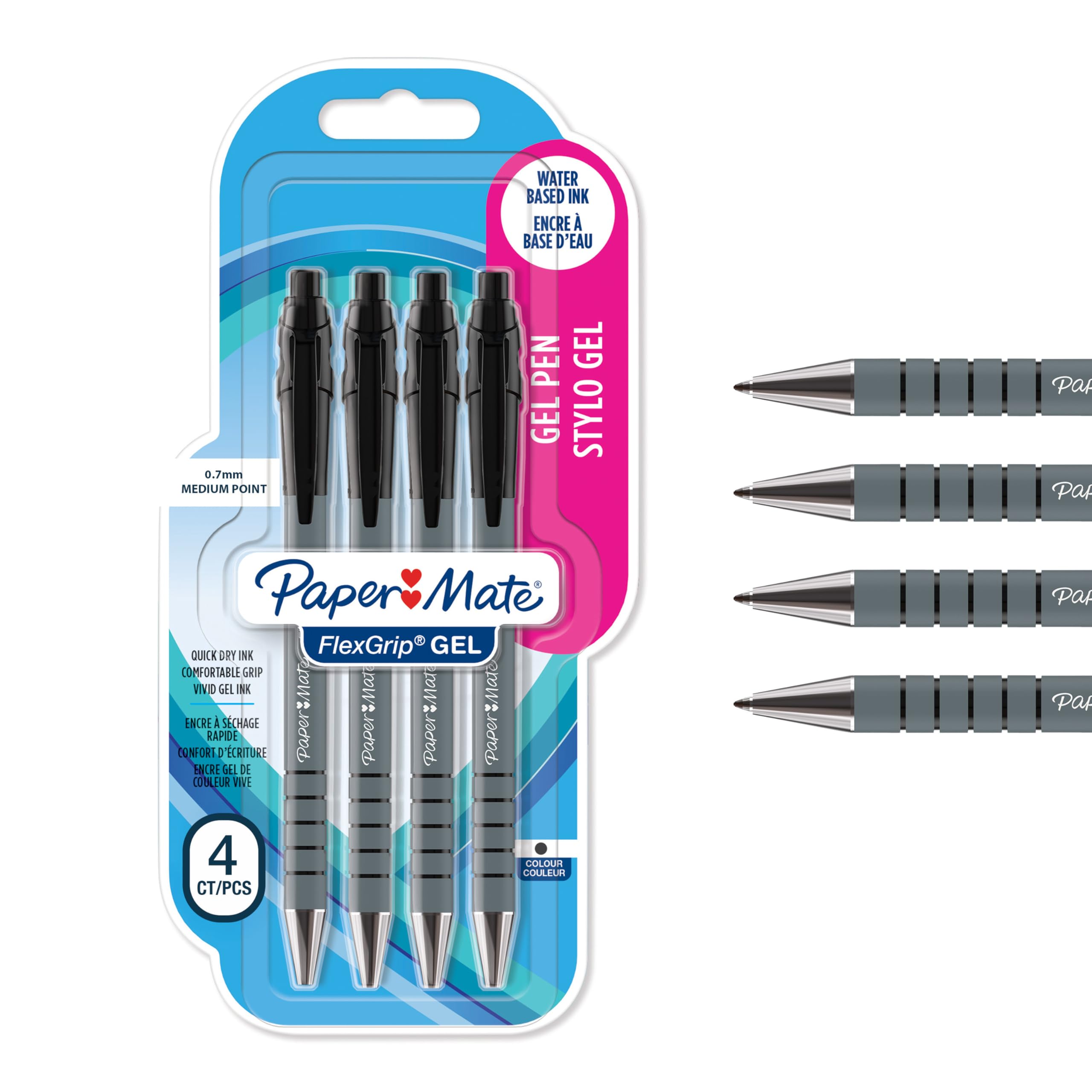 papermate-flexgrip-gelstifte-0-7-mm-schwarz-4-st-ck image 1